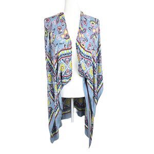 Maurices Coverup Women One Size Blue Bandana Handkerchief Duster Cardigan Rayon